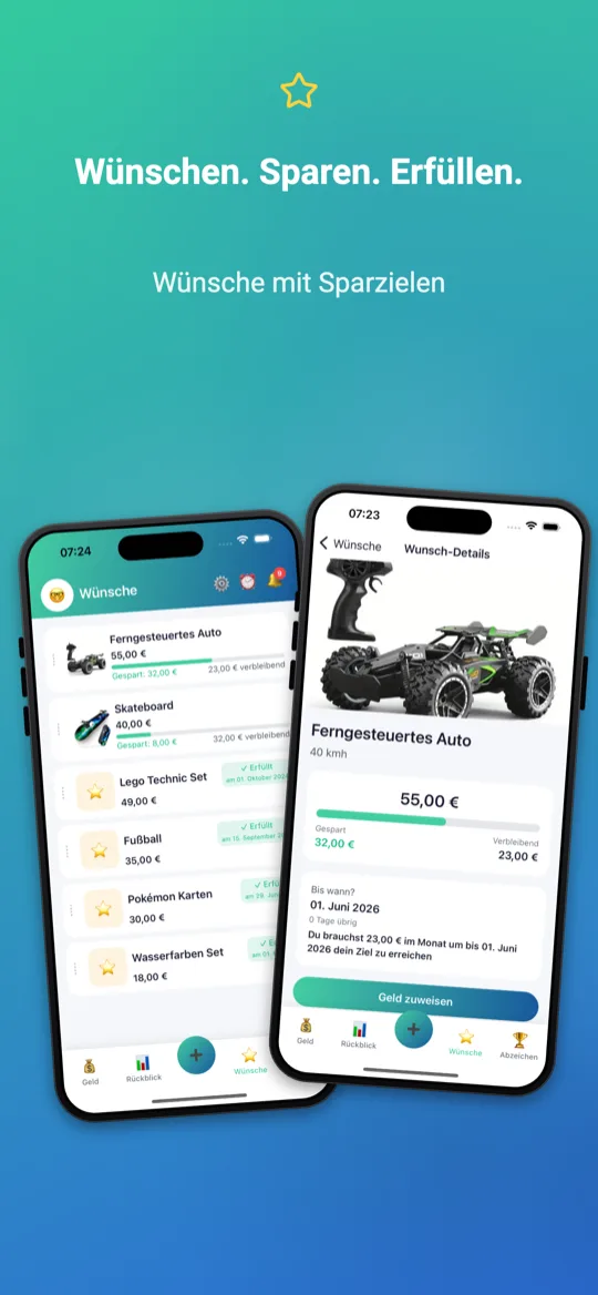 Sparly App: Wünsche mit Sparzielen