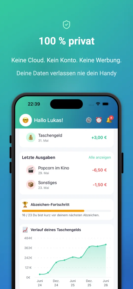 Sparly App: 100% privat – keine Cloud, kein Konto, keine Werbung